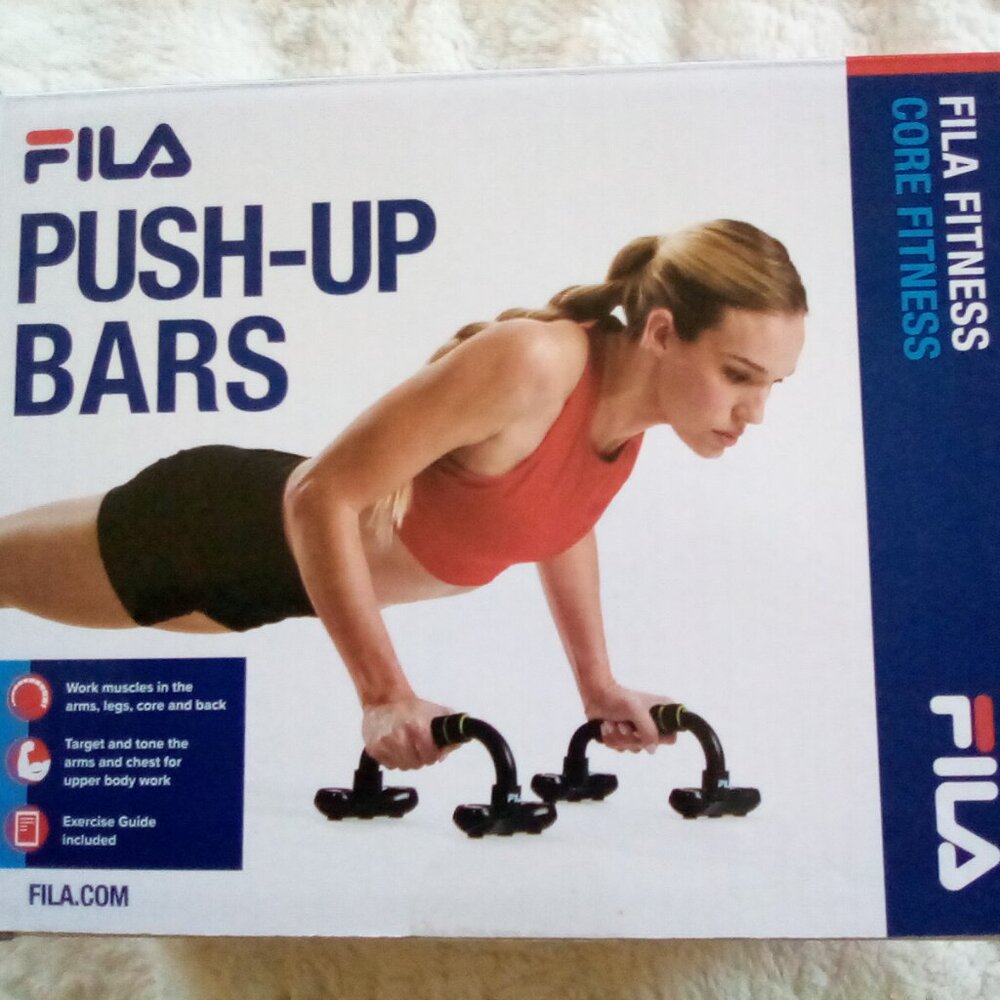 FILA Pair Cushioned Push Up Bar with Exercise Chart🎉
